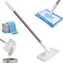Snap Grip Mini Mop,Gap Cleaner with No-Touch Pad Change, Extendable Retractable Flat Mop for Under Couch/Bed, 360 Swivel Head Hard to Reach Corner Duster, Includes 5 Washable Microfiber Pads