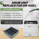Drum Unit Replacement for DR431CL, Compatible with Brother Printer HL-L8260CDW HL-L8360CDW HL-L8360CDWT HL-L8360CDWMT MFC-L8610CDW MFC-L8900CDW, 30000 Page Yield, Replace# DR-431CL 