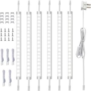 AIBOO Under Cabinet Lighting, Dimmable 12 inch Under Counter Lights, 120V Plug in & Hardwired, Linkable LED Closet Lights for Kitchen, Shelf, Workbench, Desk,Cupboard,Garage (6 PCS),Cold White 6000K