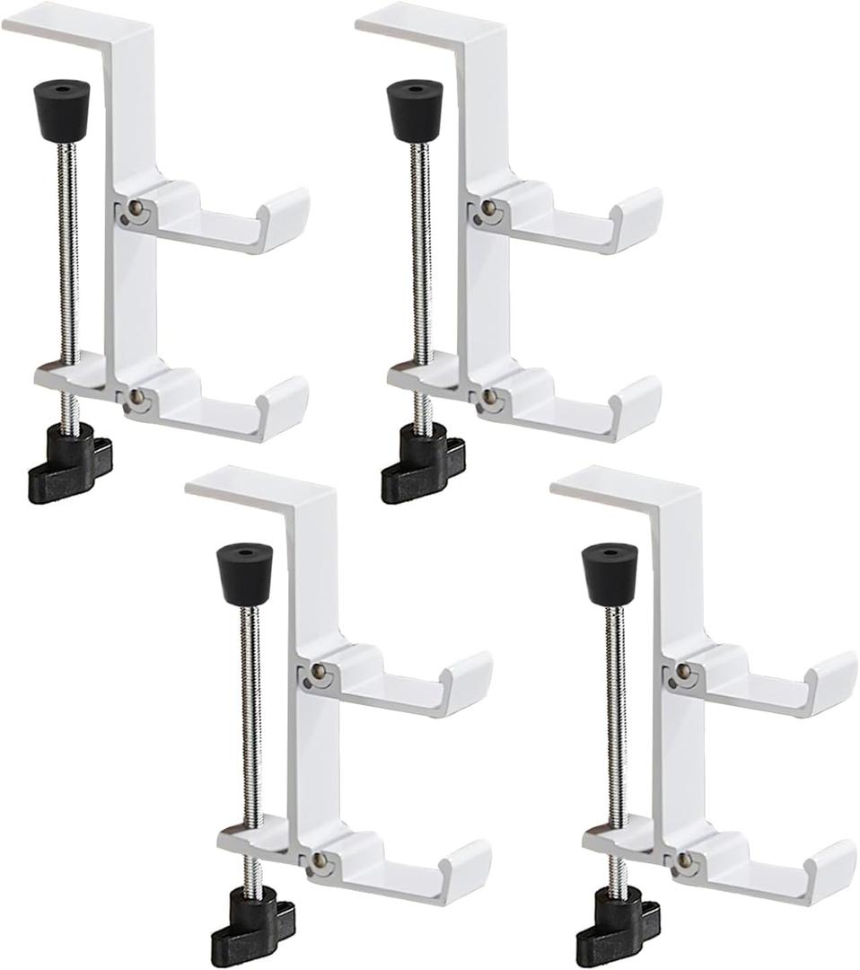 4Pcs Fireplace Stocking and Garland Hanger, 2 in 1 Mantel Hanger for Garland, Fireplace Stocking Holders for Mantle Garland Hooks for Xmas Holiday Home Party Decoration (4 White)