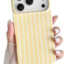 Jusy Compatible with MagSafe Striped Case for iPhone 17 Pro Max, Cute Aesthetic Striped Magnetic Phone Case, Soft TPU and Hard PC Protective Phone Cover for Women GirlsShiny - Yellow