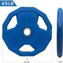 SPART Color Coded Weight Plate 2-Inch Rubber Coated Olympic Grip Plate for Barbell, Solid Cast Iron Weight Plates for Strength Training, Weightlifting, Crossfit, Home Gym, 35LB