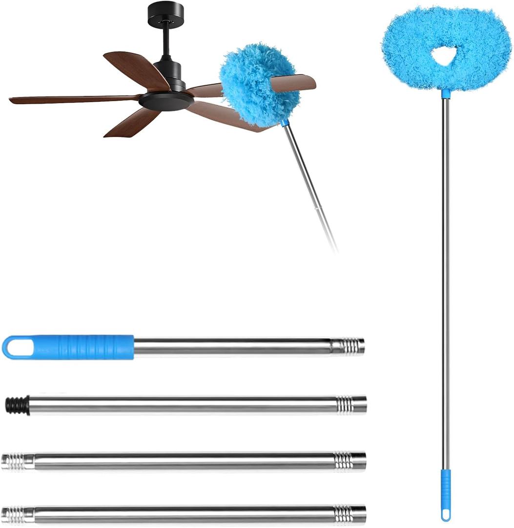 Storystore Ceiling Fan Cleaner Duster - Adjustable Duster with Extension Pole,Dusters for Cleaning Fan Blade, Walls and Cobweb (Blue)