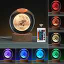 3D Galaxy Crystal Ball Night Light for Gifts with Colorful LED Light Base, Color Changing Light with Remote as a Birthday Gift for Teens Boys and Girls, Moon Model