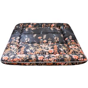 MAXYOYO Black Floral Japanese Futon Floor Mattress, Mattress Topper Portable Thick Sleeping Pad Floor Mat Roll Up Camping Mattress Folding Couch Mattress Pad for Guest Room King