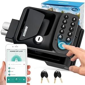 Kohree Upgraded RV Door Lock Keyless Entry, 4-in-1 RV Door Locks Replacement Bluetooth with APP, Fingerprint, Password, Keys, RV Keyless Entry Door Lock for Trailer Camper RV Travel Trailer Door Latch