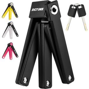 SIGTUNA Folding Bike Lock - Hardened Steel 8mm Fold-Up Heavy Duty Bike Lock with Easy Mounting, Secure Lock and Anti-Scratch Coating - Easily Keep Bike Secure and Paintwork Undamaged - Bicycle Lock