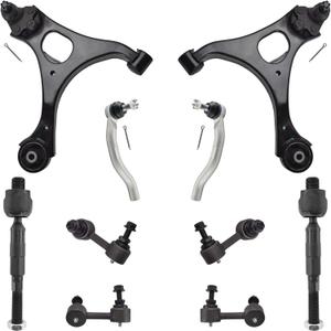 ASTARPRO 10pcs Front Lower Control Arm with Bushing Assembly and Sway Bar Tie Rod End Inner and Outer Compatible with 2006-2011 Honda Civic