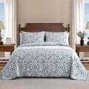 Tommy Bahama - King Quilt Set, Soft & Reversible Woven Bedding with Matching Pillowcases, Medium Weight for Year Round Comfort, 3 Piece Bed Set (Cape Verde Smoke)