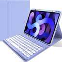 Keyboard Case for iPad A16 11th Gen 11 inch 2025, iPad 10th Generation 10.9 inch 2022, Magnetic Detachable Bluetooth Round Key Color Keyboard Cover (Purple)