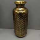 Flower Vase Rustic Metal Vases, 16" Black and Gold Pattern Vase for Farmhouse Home Dcor Artificial Flowers and Centerpieces