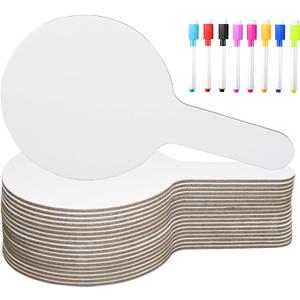 33Pcs Dry Erase Answer Paddles with Markers Thickened Handheld Double Sided Paddles Mini White Boards Small Dry Erase Signs Auction Paddles for Students Classroom Bidding Voting Games