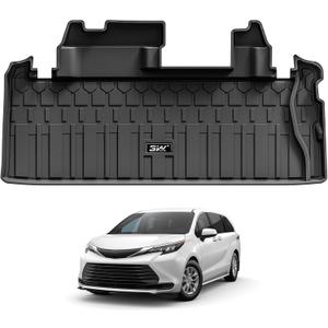 3W Cargo Mat Custom Fit for 2021-2026 Toyota Sienna, TPE Trunk Mat for Sienna 7 Seat & 8 Seat Car Accessories, Heavy Duty Cargo Liner