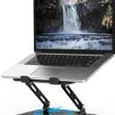 Adjustable Laptop Stand for Desk with 360 Rotating Base, Metal Foldable Laptop Riser Holder, Portable Desktop Book Stands, Ventilated Cooling Computer Notebook Stand Compatible with 10-15.6 Laptops