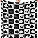 Gothic Bat Throw Blanket Soft Flannel Halloween Themed Horror Blanket Cozy Halloween Throw Blanket for Couch Bed Goth Decor(50x60 Inch)