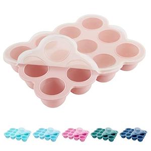 HIWOOD 12x1.5oz Baby Food Storage Containers, Baby Food Freezer Tray with Clip Lid Gossamer Pink, Food Grade Silicone Freezer Trays for Purees & Vegetables