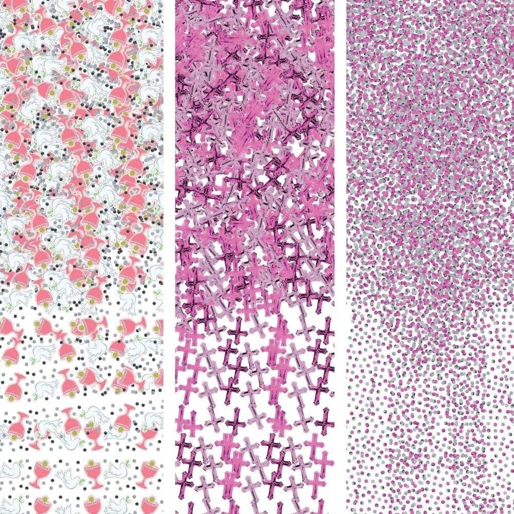 3 x Stunning Communion Day Confetti Foil & Paper Blend Pack - 1.2 oz. (1 Pack) - Perfect for Cherishing Holy Celebrations, Pink