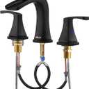 PARLOS 2-Handle Widespread Waterfall Roman Bathtub Faucet Tub Filler with Valve, Matte Black, 1434204