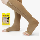 Ailaka Zipper 20-30 mmHg Compression Socks for Women & Men, Knee High Open Toe, XXL