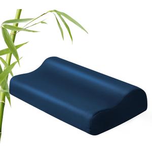 Contour Pillowcase- Rayon Derived from Bamboo Cooling Pillow Case Cover for Contour Cervical Neck Pillow- Breathable Silky Soft Pillowcase for Hot Sleepers,24 x14 x5/3.7 Inches 1 Piece Navy Blue