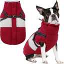 SUNFURA Dog Winter Coat, Waterproof Dog Coat Jacket with Harness for Medium Dogs Boys Girls, Reflective Fleece Lined Pet Snow Jacket Sweaters for Pug, Jack Russel, Boston Terrier, Burgundy M, 
Neck Size	14.8 inches
Chest Size	20.7 Inches