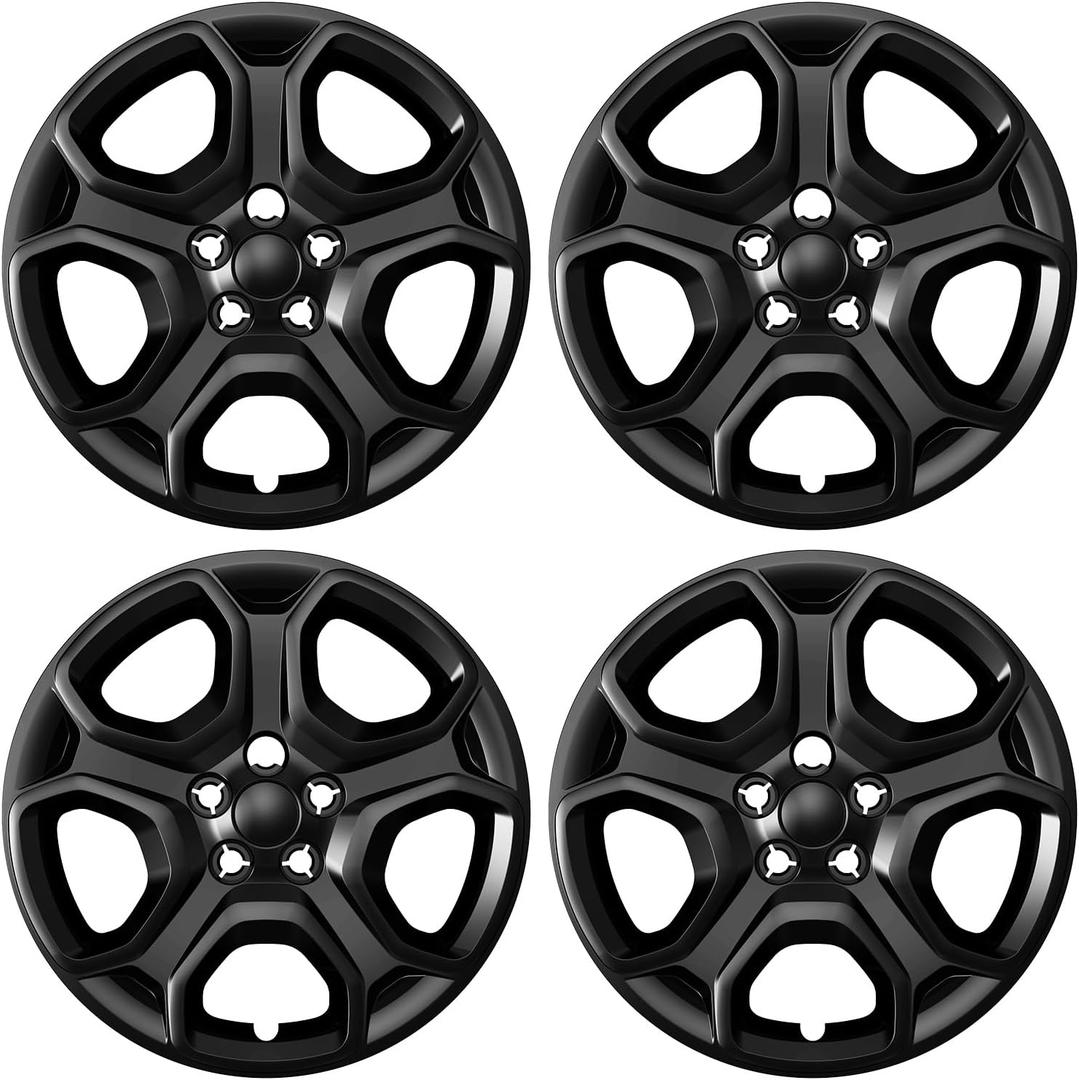 4-Pack 17 inch Hubcaps Compatible with Ford Escape 2013-2026, Fit for 17" Steel Wheel, Replaces OEM #GJ5Z-1130-A, Rim Cover Hub Cap (Bright Black Color)