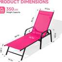 DUMOS Outdoor Lounge Chaise, 5-Position Chaise Lounge with Armrests, Sun Tanning Chair 350 lbs Heavy Duty Patio Pool Chair, Waterproof Sun Lounger for Deck, Backyard, Beach, Rose Pink