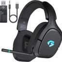 Wireless Gaming Headset for PS5, PS4, PC, Switch, Bluetooth 5.4 & 2.4GHz Ultra-Low Latency Connection, Flip Microphone with Noise Canceling, 3D Surround Sound, 30+Hr Battery - Black