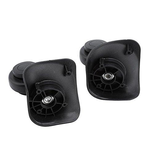 Alomejor 2Pcs Luggage Suitcase Wheel Replacement, Swivel Wheels, Black, Plastic, Easy Install/Remove, Round 4 Hole Design