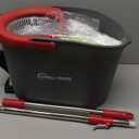 SIMPLI-MAGIC 79349 Spin Mop Cleaning System with 3 Microfiber Mop Heads, Red/GRAY,Red/Black