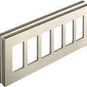 BESTTEN 2 Pack 6 Gang Champagne Gold Screwless Wall Plate, Signature Collection Decorator Outlet Cover Decor Switch Plate, Signature Collection Golden, H4.69 x W11.75