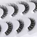 False Eyelashes Wispy Natural C Curl Strip Lashes Transparent Lash Bands Fluffy Cat Eye Lashes 7 Pairs by Yawamica