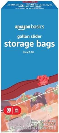 Amazon Basics Slider Gallon Food Storage Bags, BPA Free, 90 Count