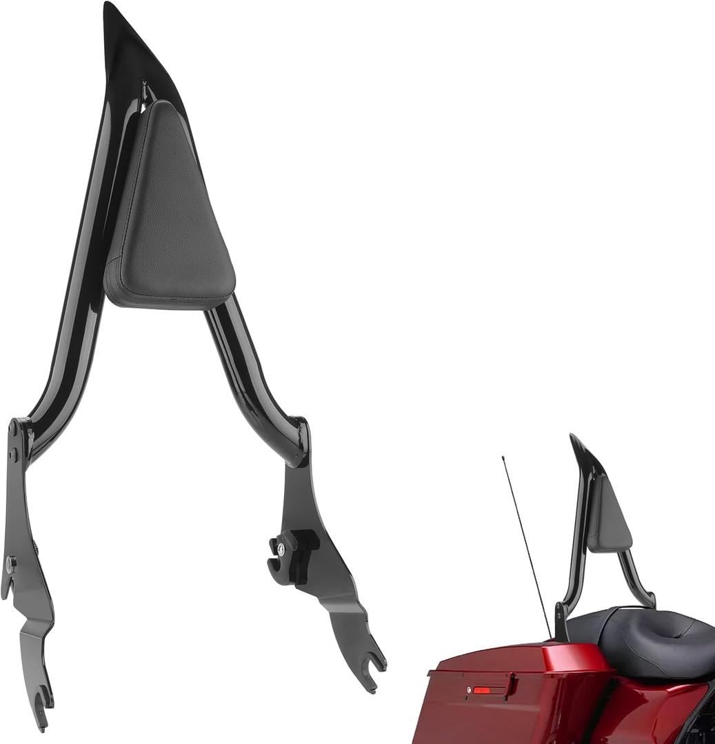 28" Sissy Bar, Detachable Passenger Backrest, Height Adjustable Rear Pad Fit for Harley Davidson Street Glide Road Glide Electra Glide Road King Touring 2009-2024 Black