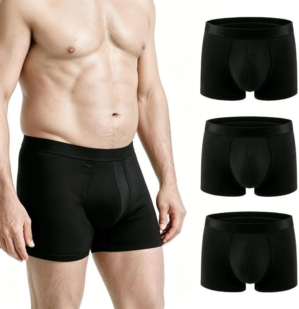 Leak Proof Incontinence Underwear for Men - 5-Layer Reusable Boxer Briefs, Men's Absorbent Bladder Control Protective Shorts, 3 Pack, 4XL
