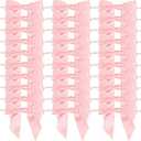 AIMUDI Baby Pink Satin Ribbon Twist Tie Bows 3.5" Light Pink Pretied Bows Premade Craft Bows for Treat Bags Cake Pop Gift Wrapping Basket Wedding Favors Cookie Candy Bagging Baby Shower - 50 Counts