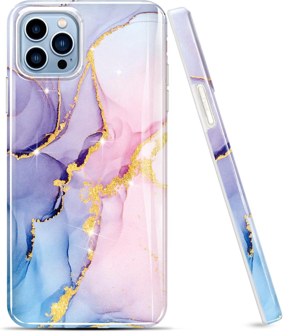 luolnh Compatible with iPhone 11 Pro Case for Girl Women,Gold Glitter Sparkle Marble Cute Design Shockproof Soft Silicone Rubber TPU Bumper Cover Skin Phone Case(Light Pink/Blue)