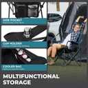 FUNDANGO Oversized Camping Chair for Adults, Heavy Duty Portable Foldable Lawn Chair with Padded Seat & Back, Lumbar Support, 4-can Cooler & Cup Holder, Carry Bag Included for Outdoor