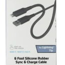 ZGEAR SILICONE CABLE LIGHTNING 6FT GREY
