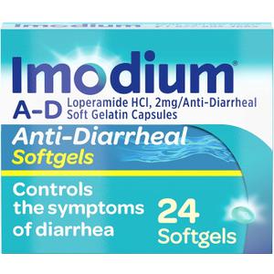 Imodium A-D Fast-Acting Anti-Diarrheal Softgels, Loperamide HCl 2 mg, Travel Essential Diarrhea Relief Medicine for Adults, 24 Count, Anti Diarrhea Pills, Ages 12+, Easy to Swallow Pack of 3, No BB Date