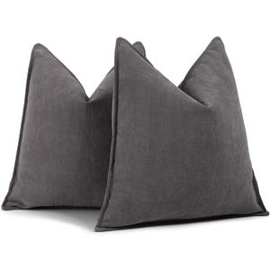 ZWJD Rustic Gray Pillow Covers 22x22 Set of 2 Chenille Throw Pillow Covers with Elegant Design Soft and Luxurious Decorative Throw Pillows for Couch, Bed, and Home Decor