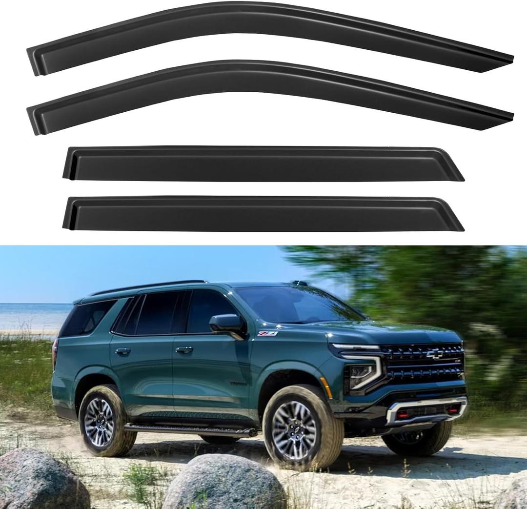 Window Visors Rain Guards for 2021 2022 2023 2024 Chevy Tahoe, Out-Channel Window Vent Wind Deflectors Visors Shades for 21-25 GMC Yukon (Not for Yukon XL)