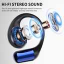 Open-Ear Headphones, Bluetooth 6.0 Wireless Earbuds Powerful Sound, 40H Open Ear Earbuds with ENC Mic, Adjustable Ear Hooks/IP7 Waterproof/Ultra-Comfort Earphones for Workouts/Running, Blue