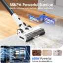 Cordless Vacuum Cleaner, Upgraded 650W 55KPa 70Mins Runtime Stick Vacuum Cordless, Self-Standing Lightweight Vacuum Cleaners for Home with LED Headlight Touch Screen, for Pet Hair/Carpet/Floor