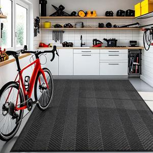 5 x 7 Heavy Duty Front Door Mat Indoor Outdoor Entrance, Large Non-Slip All Weather Commercial Floor Mat for Entryway, Low Profile Waterproof Industrial Rug for Garage (Charcoal Grey)