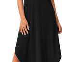 Rooscier Women's Short Sleeve Sleepshirt Button Nightshirt Full Length Sleepwear with Pockets (Black)