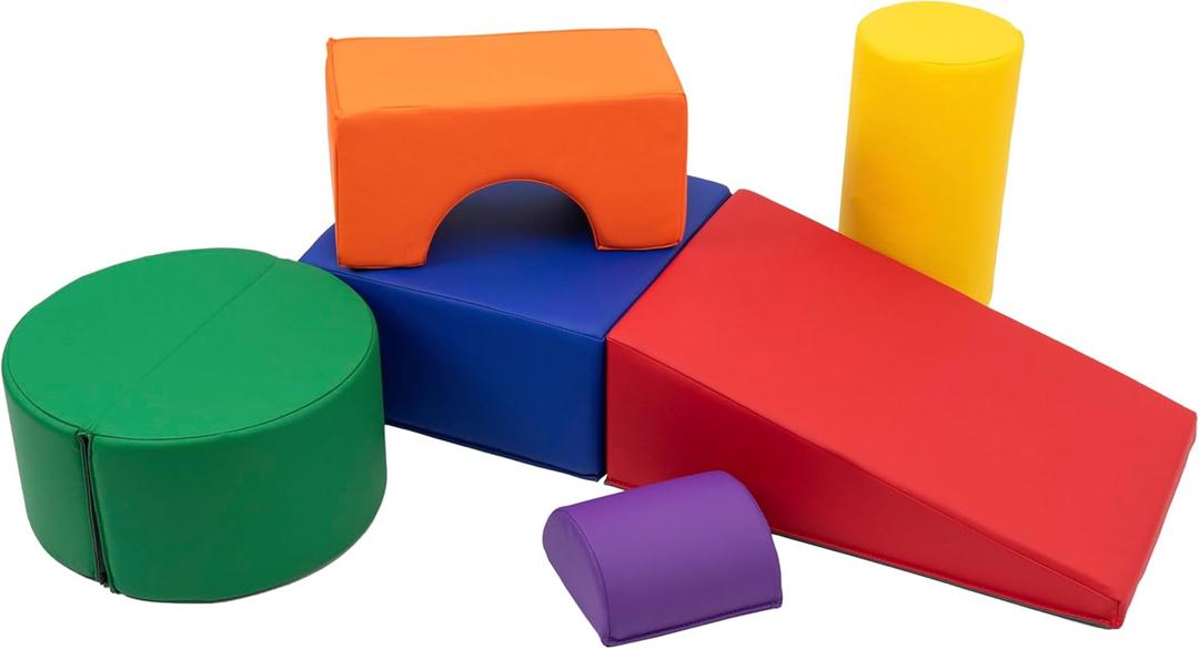 FDP SoftScape Playtime and Climb Multipurpose Playset for Infants and Toddlers 10m-2yrs; For Crawlers and Little Builders, Learn Gross Motor Skills at Home or Daycare (6-Piece) - Assorted, 12364-AS