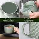 Ceramic Soup Bowl with Handle: 38 oz Microwave Safe Extra Large Mug for Oatmeal, Cereal, Breakfast, Meal Prep, Work Lunch, Dorm Living, Single Serve Dinner - 6 Inch, Pea Green