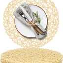 AHHFSMEI Paper Braided Round Placemats Set of 6 Natural Non-Slip Heat Resistant Table Mats for Dining Tables Woven Indoor & Outdoor Place mats(Beige)
