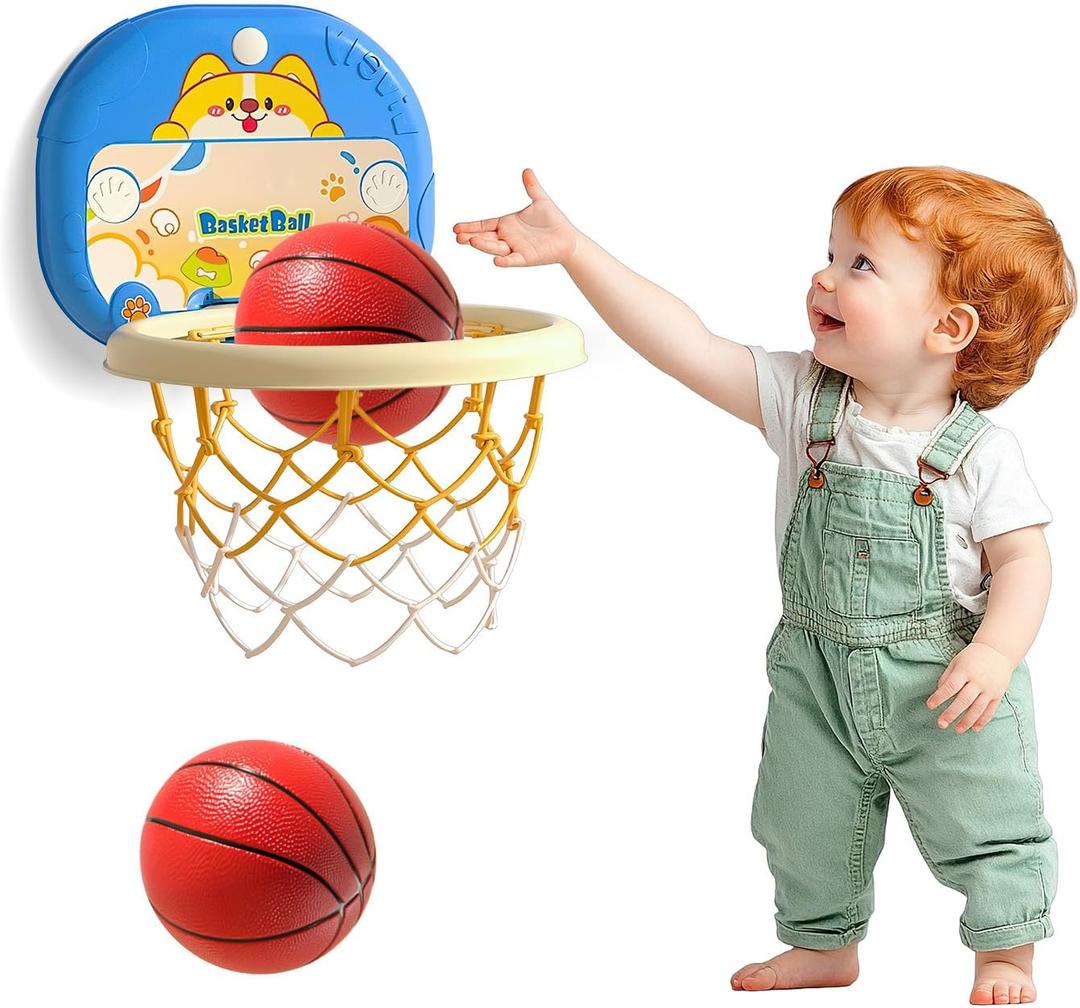 FKCOQ Toddler Basketball Hoop Indoor for Toddlers Kids Boys Baby Toddlers Bath Mini Basketball Hoop Indoor, Gifts Toys for Age 3-6 (Small-No Score)